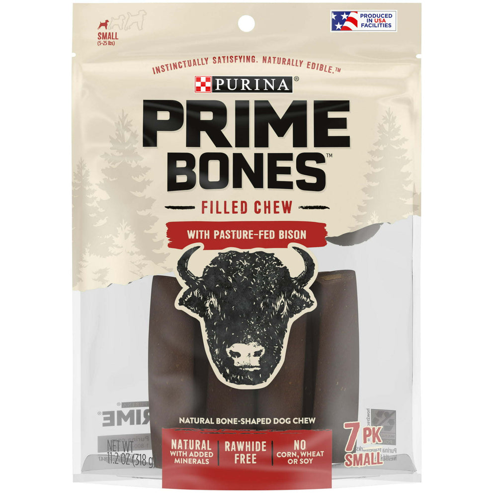 Purina Prime Bones Bison Natural Chews for Dogs, 11.2 oz Pouch